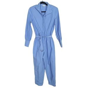 The Drop Womens Small Cornflower Blue Long Sleeve Belted Jumpsuit @highlowluxxe